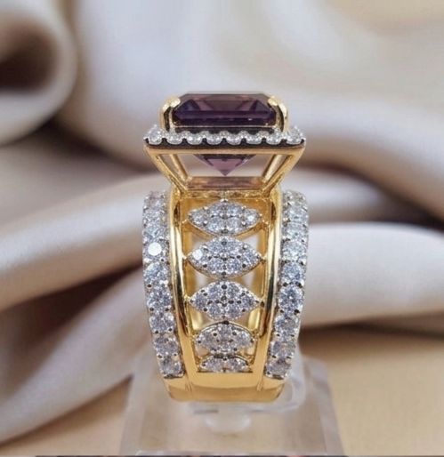 Luxury 1 Carat Gold Plated Smoky Topaz Ring with Sparkling Zircon Accents for Women
