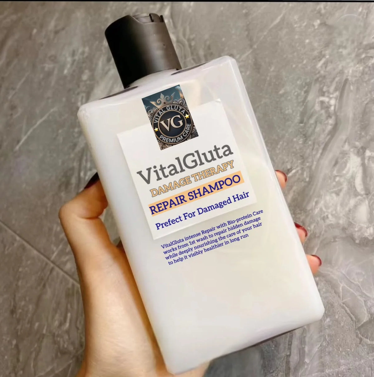 This is VitalGluta Damage Therapy Repair Shampoo, designed for damaged hair.Key Ingredients: The formula is enriched with glutathione and keratin to repair dry, split ends.