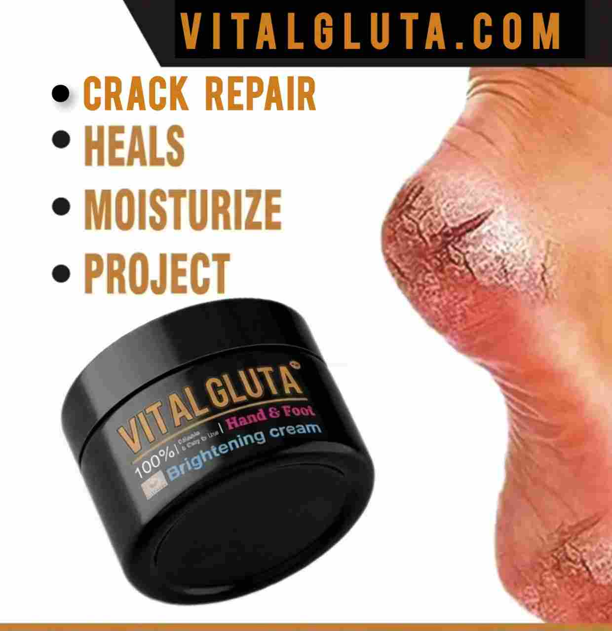 6 Vital Gluta Hand And Foot Brightening Cream 100ml/4.3oZ - Vital Gluta