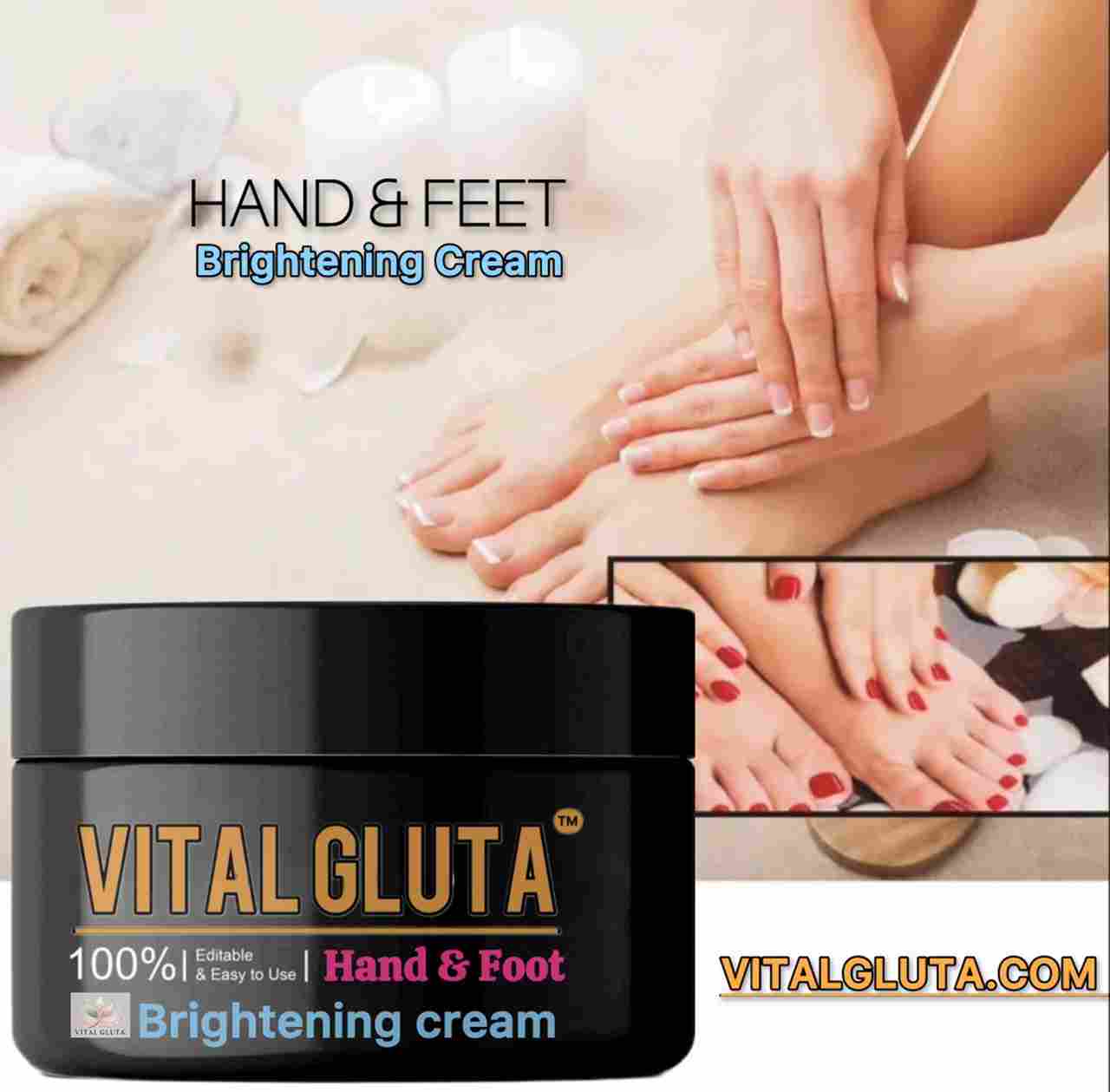 6 Vital Gluta Hand And Foot Brightening Cream 100ml/4.3oZ - Vital Gluta