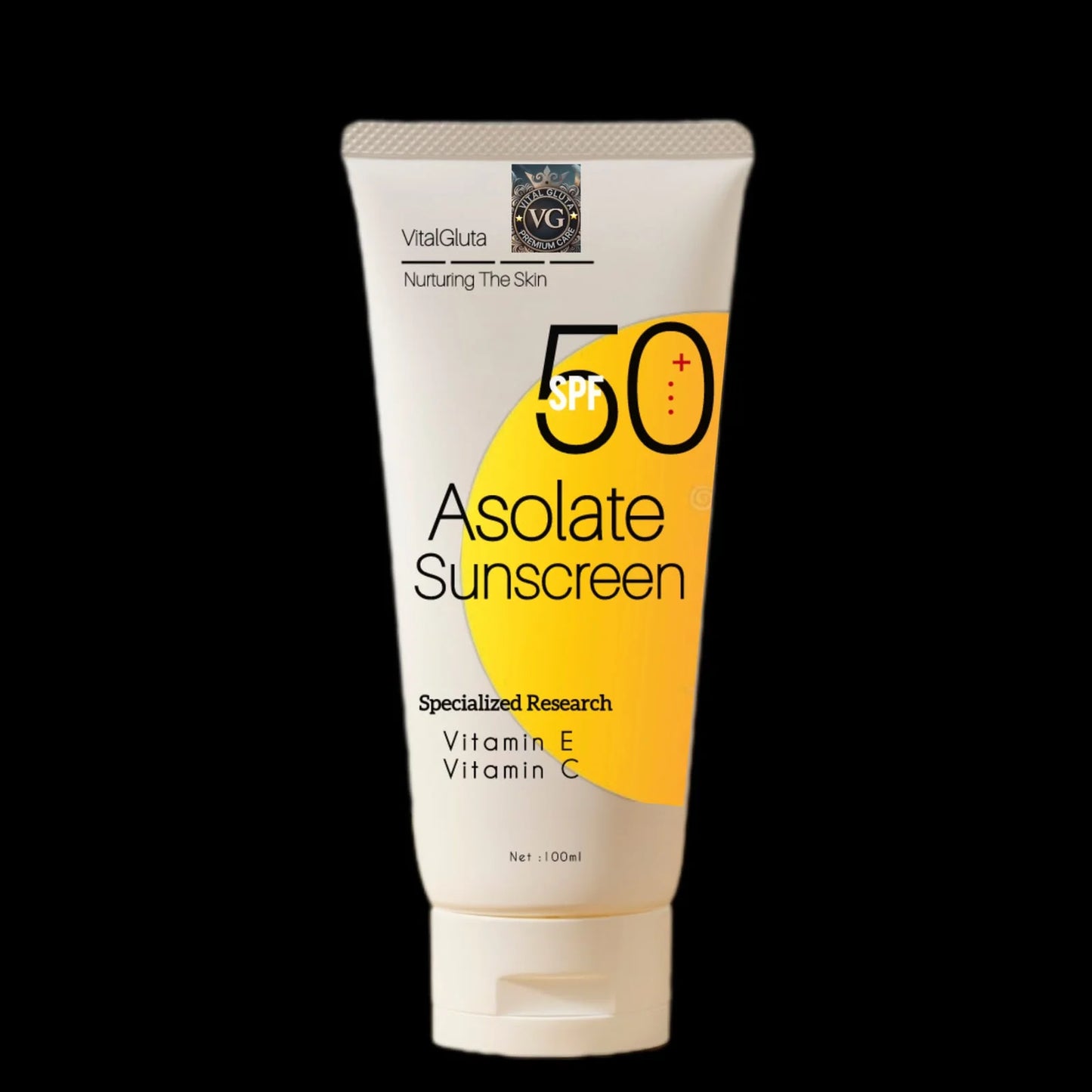 skincare products for sun protection from Vital Gluta on a black background enhancer