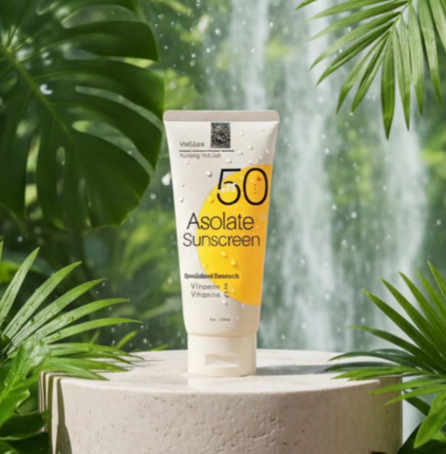 sunscreen vitalgluta PSF 50 stands on marble 