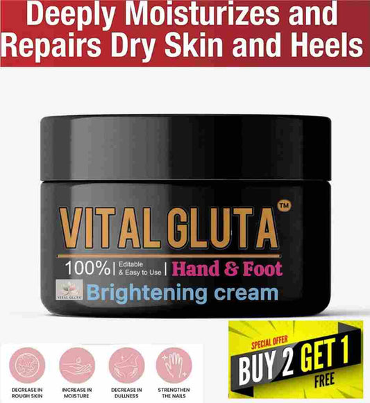 6 Vital Gluta Hand And Foot Brightening Cream 100ml/4.3oZ - Vital Gluta