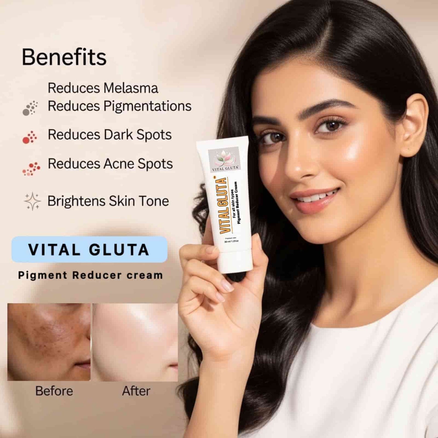 1 VitalGluta Pigment Reducer Anti - Pigmentation Cream 30g - Vital Gluta
